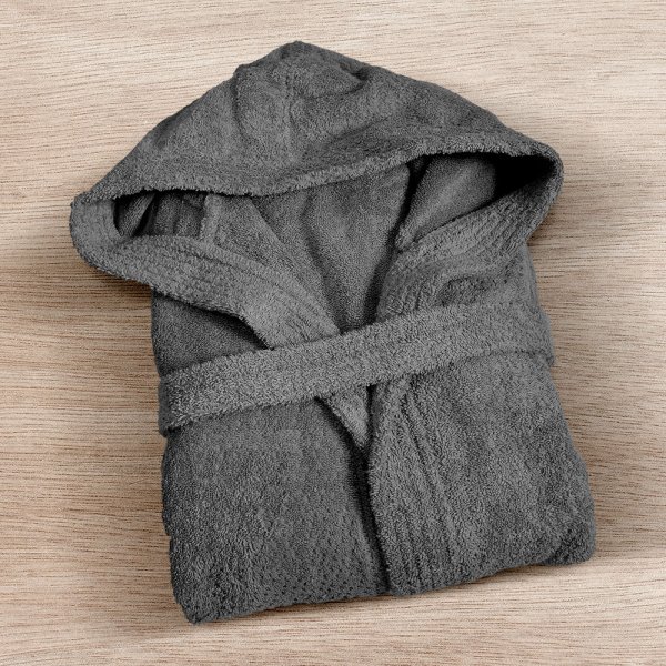 Μπουρνούζι Με Κουκούλα Erasia Dark Gray Lino Home