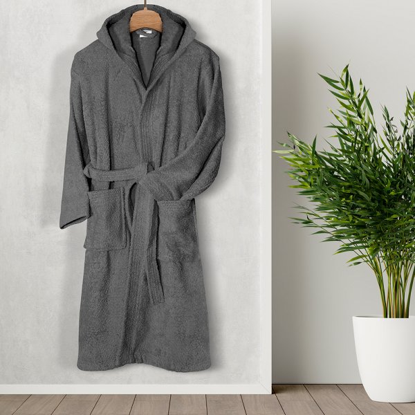 Μπουρνούζι Με Κουκούλα Erasia Dark Gray Lino Home