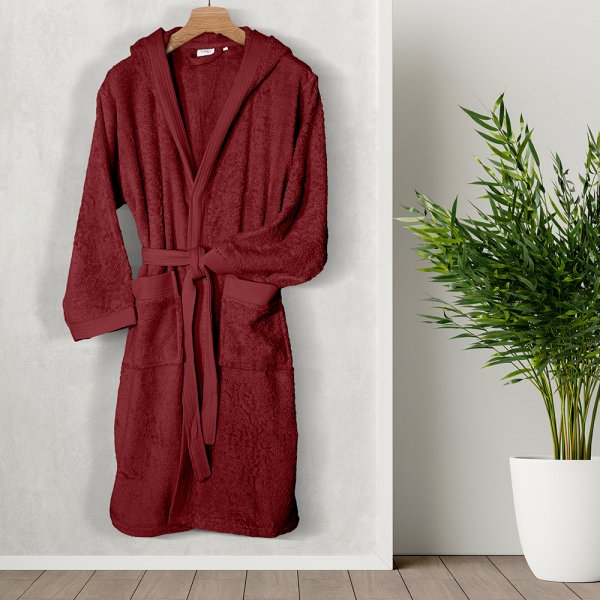 Μπουρνούζι Με Κουκούλα Erma Bordo Lino Home