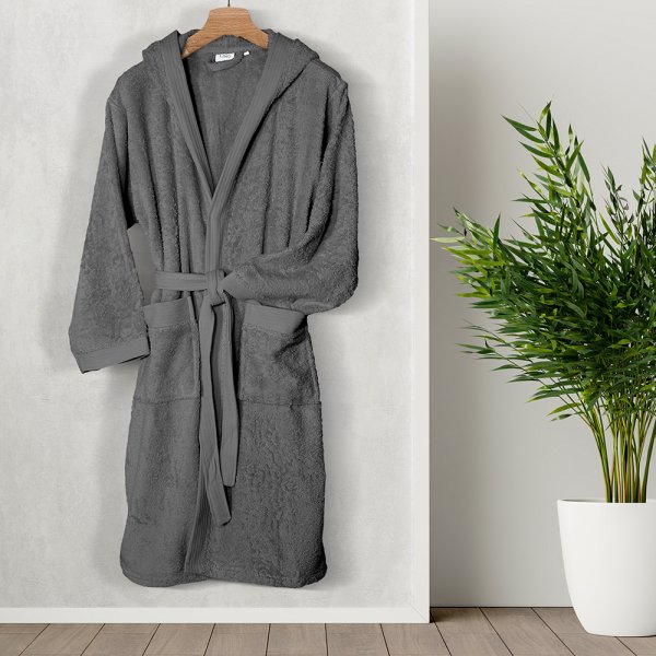 Μπουρνούζι Με Κουκούλα Erma Dark Gray Lino Home