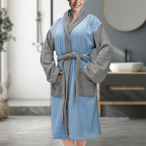 Μπουρνούζι Με Κουκούλα Revel Γαλάζιο Lino Home