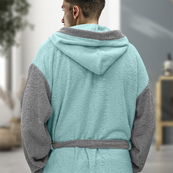 Μπουρνούζι Με Κουκούλα Revel Μέντα Lino Home