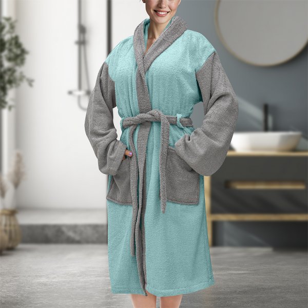 Μπουρνούζι Με Κουκούλα Revel Μέντα Lino Home