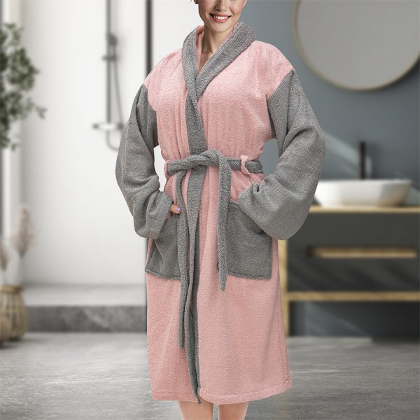 Μπουρνούζι Με Κουκούλα Revel Ροζ Lino Home