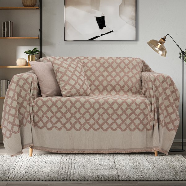 Ριχτάρι Πολυθρόνας (180x180) Milto Dusty Pink Lino Home