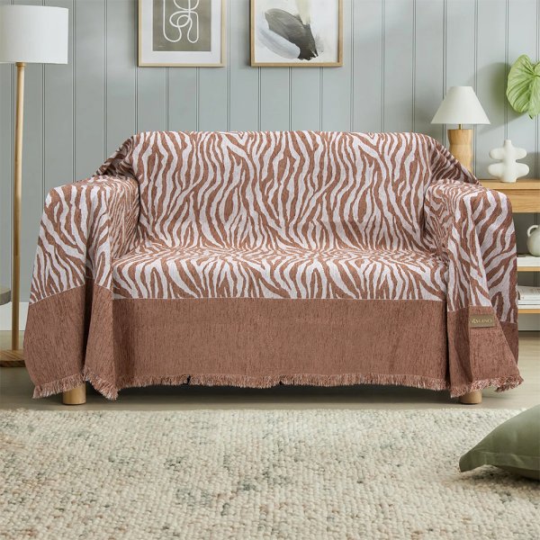 Ριχτάρι Τριθέσιου (180x300) Cebra Salmon Lino Home