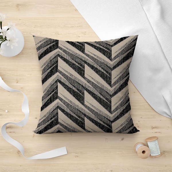 Διακοσμητική Μαξιλαροθήκη Totem 850 Black Lino Home