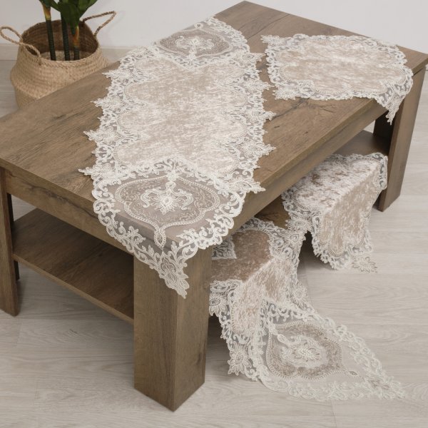 Σετ Σεμέν + Πετσετάκια Βελούδο (3τμχ) 2130 Beige Dimeco