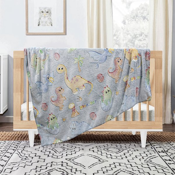 Φωσφοριζέ Κουβέρτα Fleece Κούνιας Volcano Gray-Ciel Lino Home