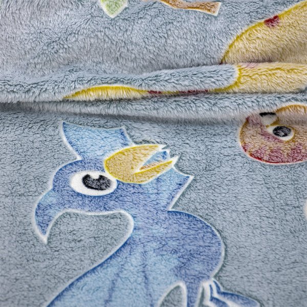 Φωσφοριζέ Κουβέρτα Fleece Κούνιας Volcano Gray-Ciel Lino Home