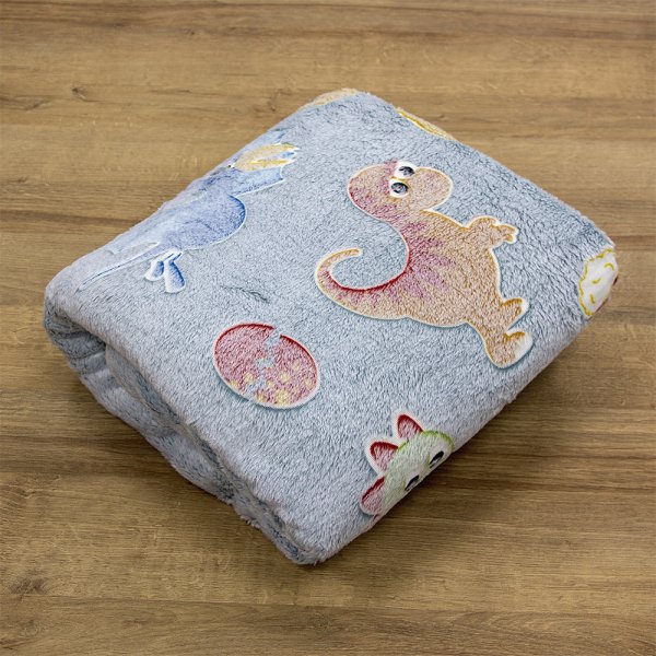 Φωσφοριζέ Κουβέρτα Fleece Κούνιας Volcano Gray-Ciel Lino Home