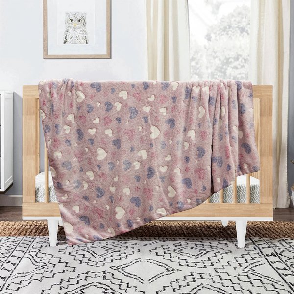 Φωσφοριζέ Κουβέρτα Fleece Κούνιας Herz Pink Lino Home