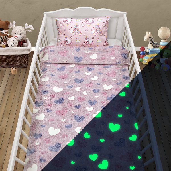Φωσφοριζέ Κουβέρτα Fleece Κούνιας Herz Pink Lino Home