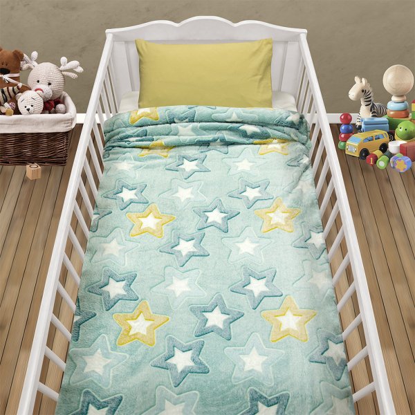 Φωσφοριζέ Κουβέρτα Fleece Κούνιας Ster Mint Lino Home