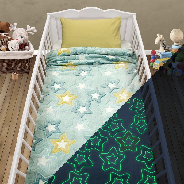 Φωσφοριζέ Κουβέρτα Fleece Κούνιας Ster Mint Lino Home
