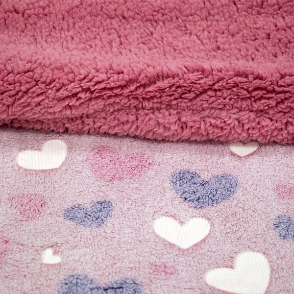 Φωσφοριζέ Κουβέρτα Fleece Sherpa Κούνιας Herz Pink Lino Home