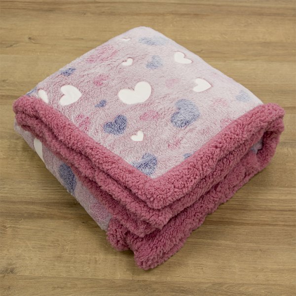 Φωσφοριζέ Κουβέρτα Fleece Sherpa Κούνιας Herz Pink Lino Home