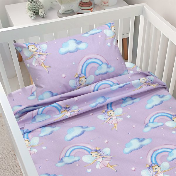 Σετ Σεντόνια Κούνιας Enhanced Rainbow Lilac Lino Home