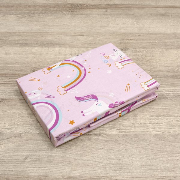 Σετ Σεντόνια Κούνιας Rainbow Gallop Pink Lino Home