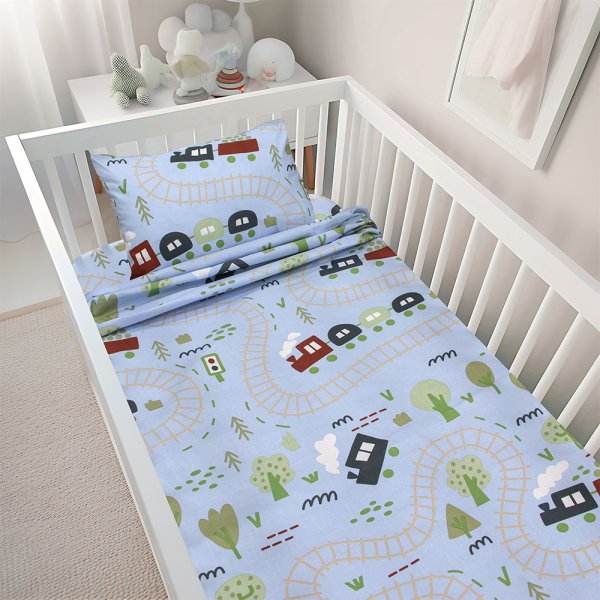 Σετ Σεντόνια Κούνιας Forest Express Petrol Lino Home