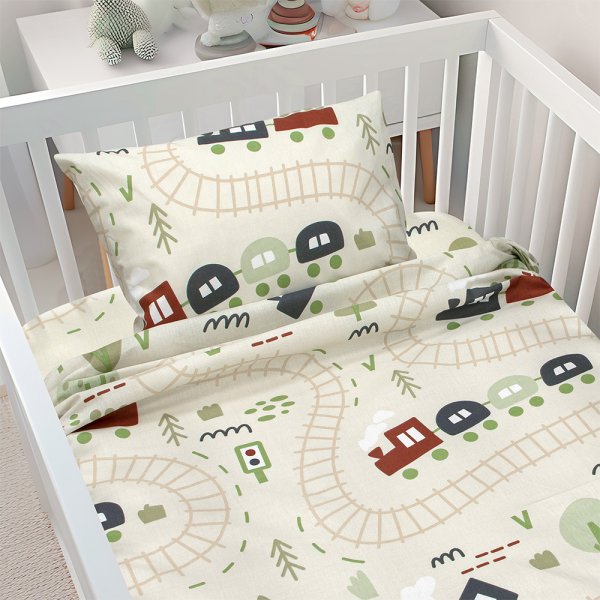 Σετ Σεντόνια Κούνιας Forest Express Green Lino Home