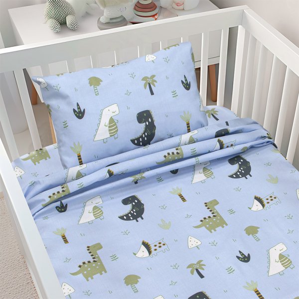 Σετ Σεντόνια Κούνιας Dino Forest Petrol Lino Home