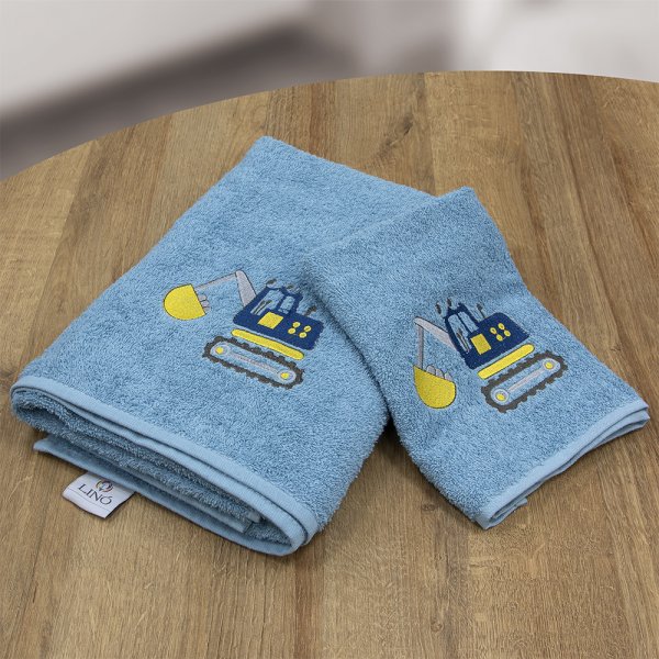 Σετ Πετσέτες Βρεφικές (2τμχ) Trattore Blue Lino Home