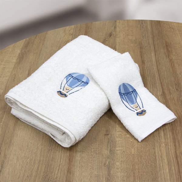 Σετ Πετσέτες Βρεφικές (2τμχ) Paloncino White/Blue Lino Home