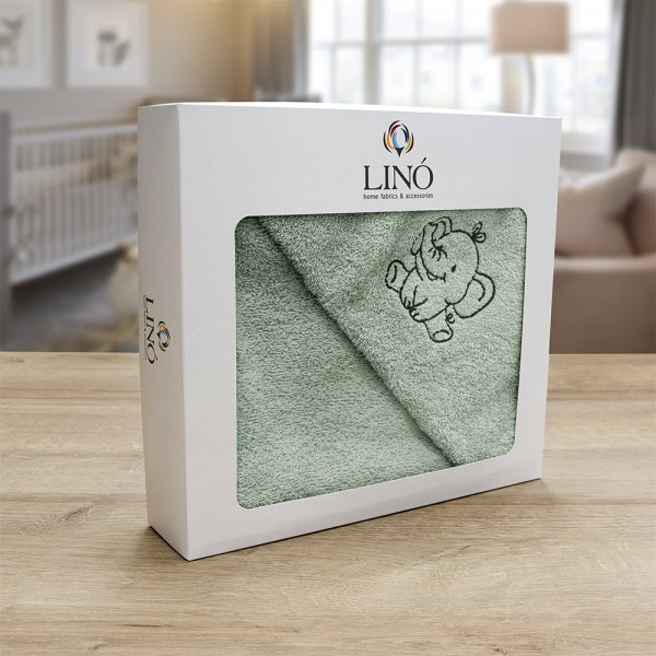 Βρεφική Κάπα Elephantaki Mint Lino Home