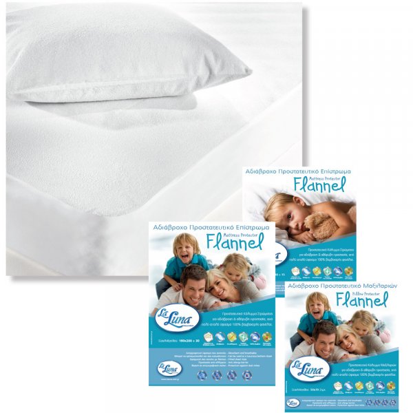 Κάλυμμα Στρώματος Αδιάβροχο Διπλό (150x200) Flannel Με Φάσα La Luna