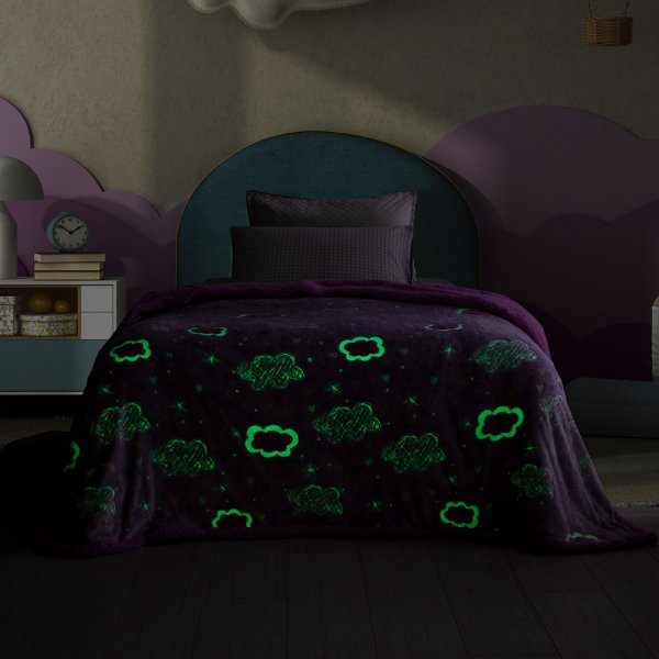 Φωσφοριζέ Κουβέρτα Fleece Μονή Doodle Palamaiki