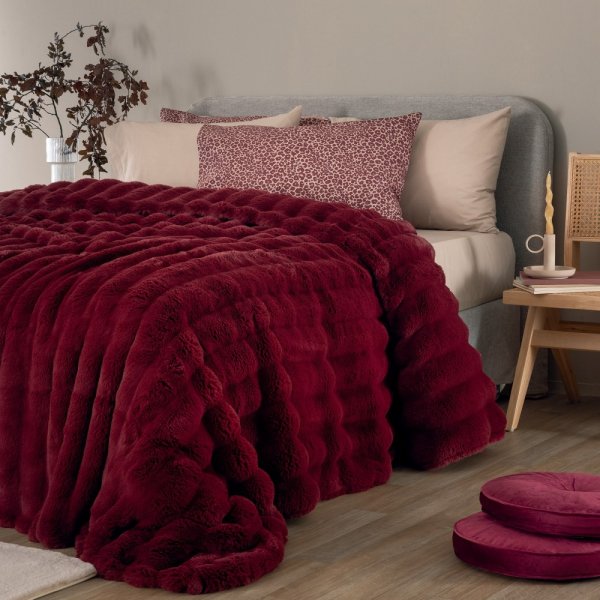 Κουβέρτα Γούνινη Μονή Heather Bordo Palamaiki