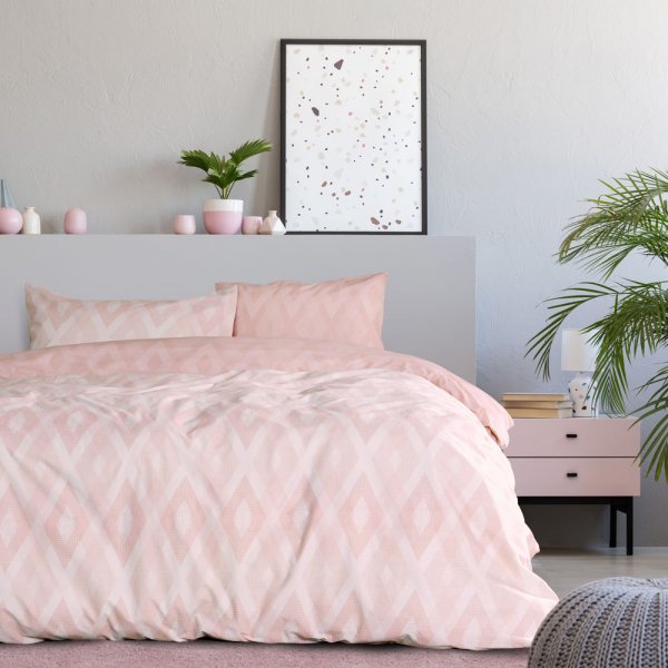 Κουβερλί Υπέρδιπλο Rombus Pink Kocoon