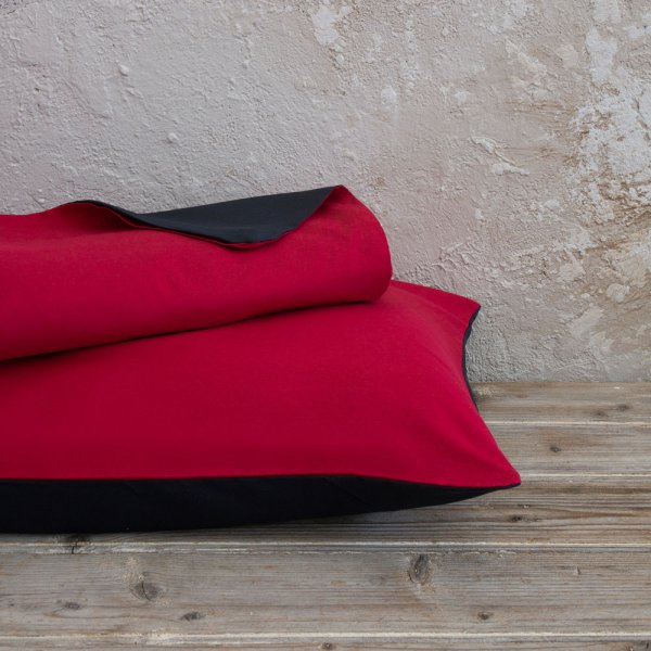 Σετ Παπλωματοθήκη Υπέρδιπλη Abalone Ruby Red / Black Nima Home