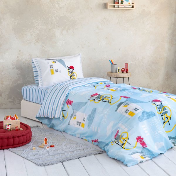 Σετ Παπλωματοθήκη Μονή Pompier Nima Kids