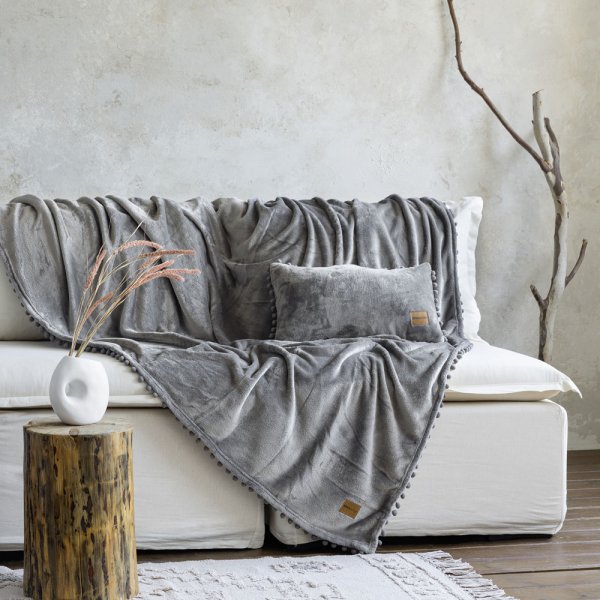 Ριχτάρι-Κουβέρτα Καναπέ Macia Gray Nima Home