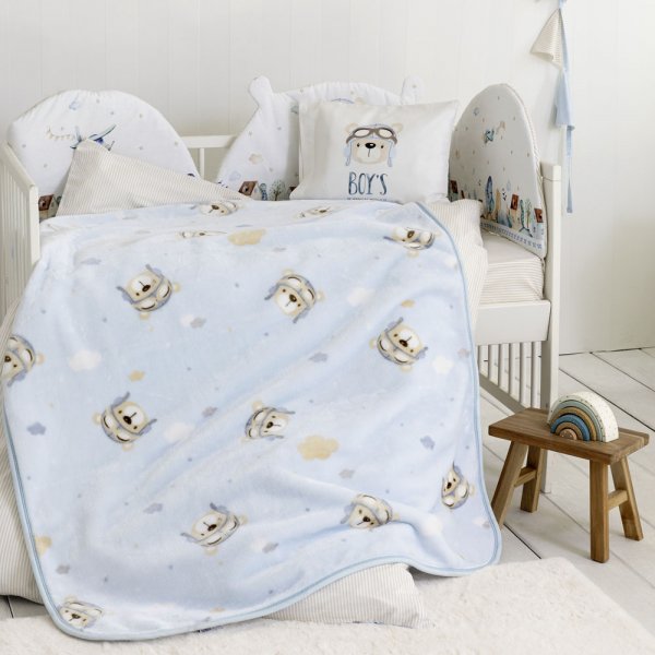 Κουβέρτα Βελουτέ Λίκνου Boy's World Nima Kids