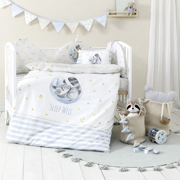 Σετ Παπλωματοθήκη Κούνιας Sleepy Racoon Nima Kids