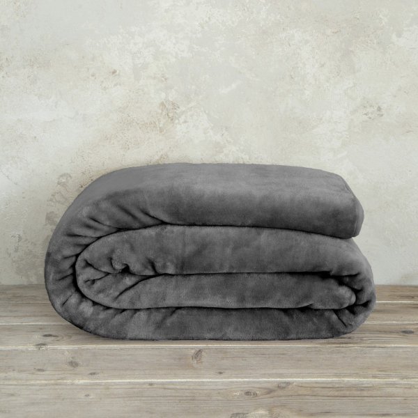 Κουβέρτα Βελουτέ Ημίδιπλη Coperta Dark Gray Nima Home