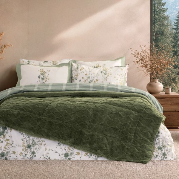 Κουβερτοπάπλωμα Ημίδιπλο Snug Dark Green Nima Home