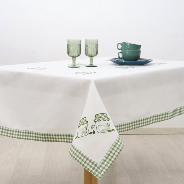 Τραπεζομάντηλο Με Κέντημα (140x140) 2219 Green Dimeco