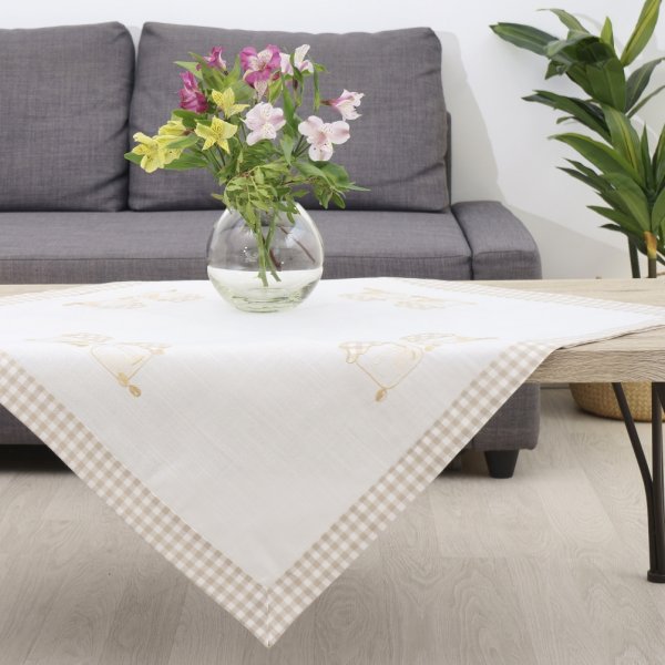 Καρέ Με Κέντημα (90x90) 2219 Beige Dimeco