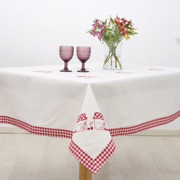 Τραπεζομάντηλο Με Κέντημα (140x140) 2219 Red Dimeco