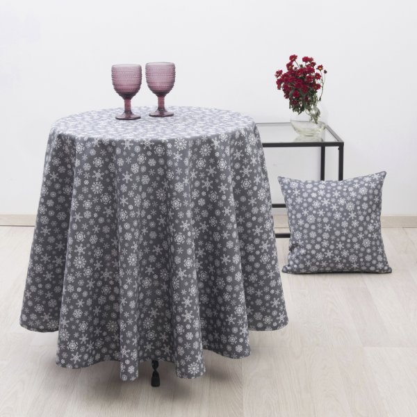 Χριστουγεννιάτικο Τραπεζομάντηλο Ροτόντα (O220) 8581 Gray Dimeco