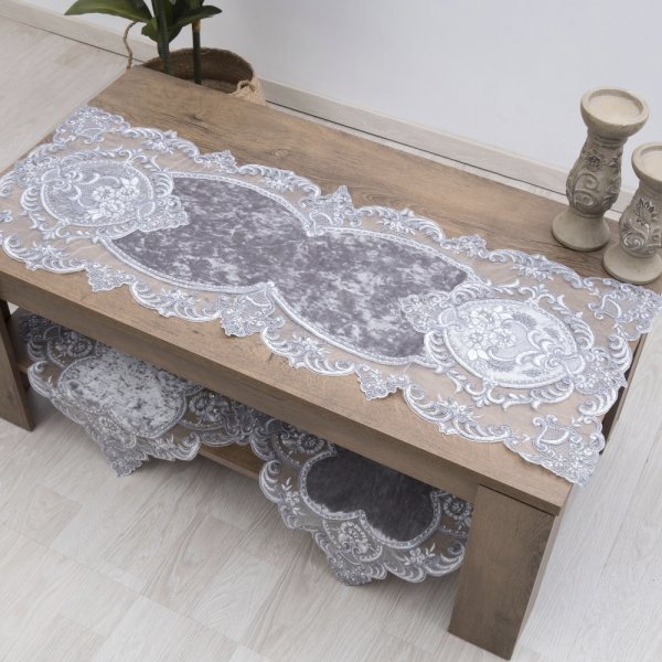 Σετ Σεμέν + Πετσετάκια Βελούδο (3τμχ) 9113 Gray Dimeco