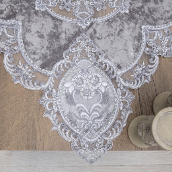 Σετ Τραπεζομάντηλο (135x135) + Καρέ + Σεμέν/Πετσετάκια 9113 Gray Dimeco