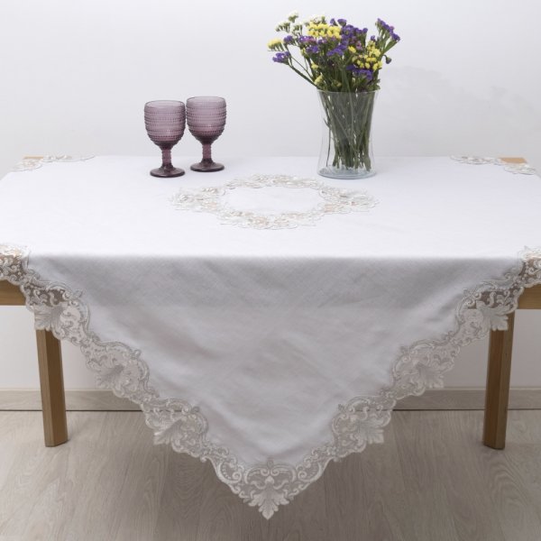 Σετ Τραπεζομάντηλο (140x140) + Καρέ + Σεμέν/Πετσετάκια 2134 Gray Dimeco