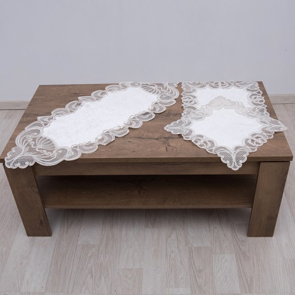 Σετ Σεμέν + Πετσετάκια Βελούδο (3τμχ) 2138 Ecru Dimeco