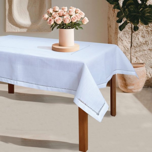 Σετ Τραπεζομάντηλο (165x360) + Πετσέτες 4002 White Dimeco