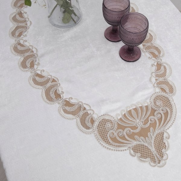 Τραπεζομάντηλο Βελούδο (160x220) 2138 Ecru Dimeco